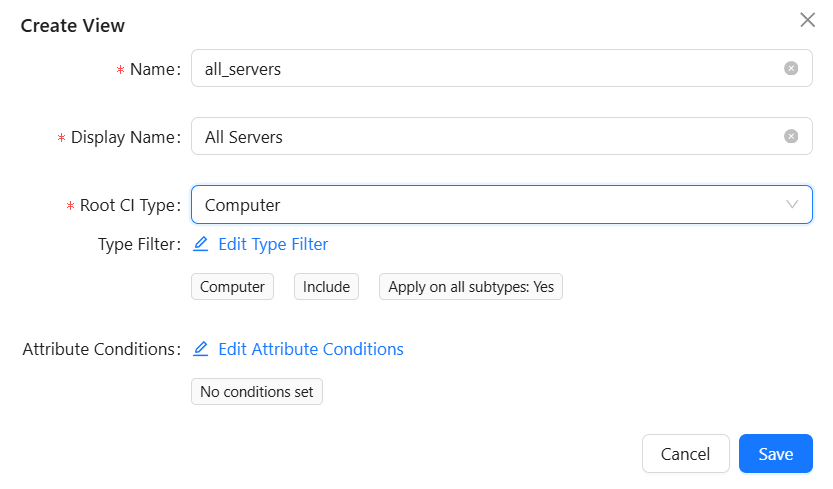 CI List Configuration dialog